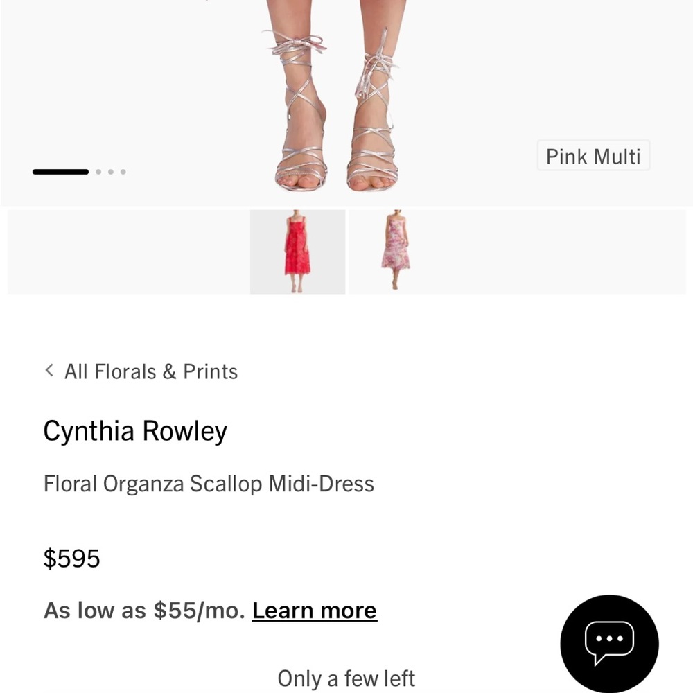 Cynthia Rowley Floral Organza Scallop Midi-Dress